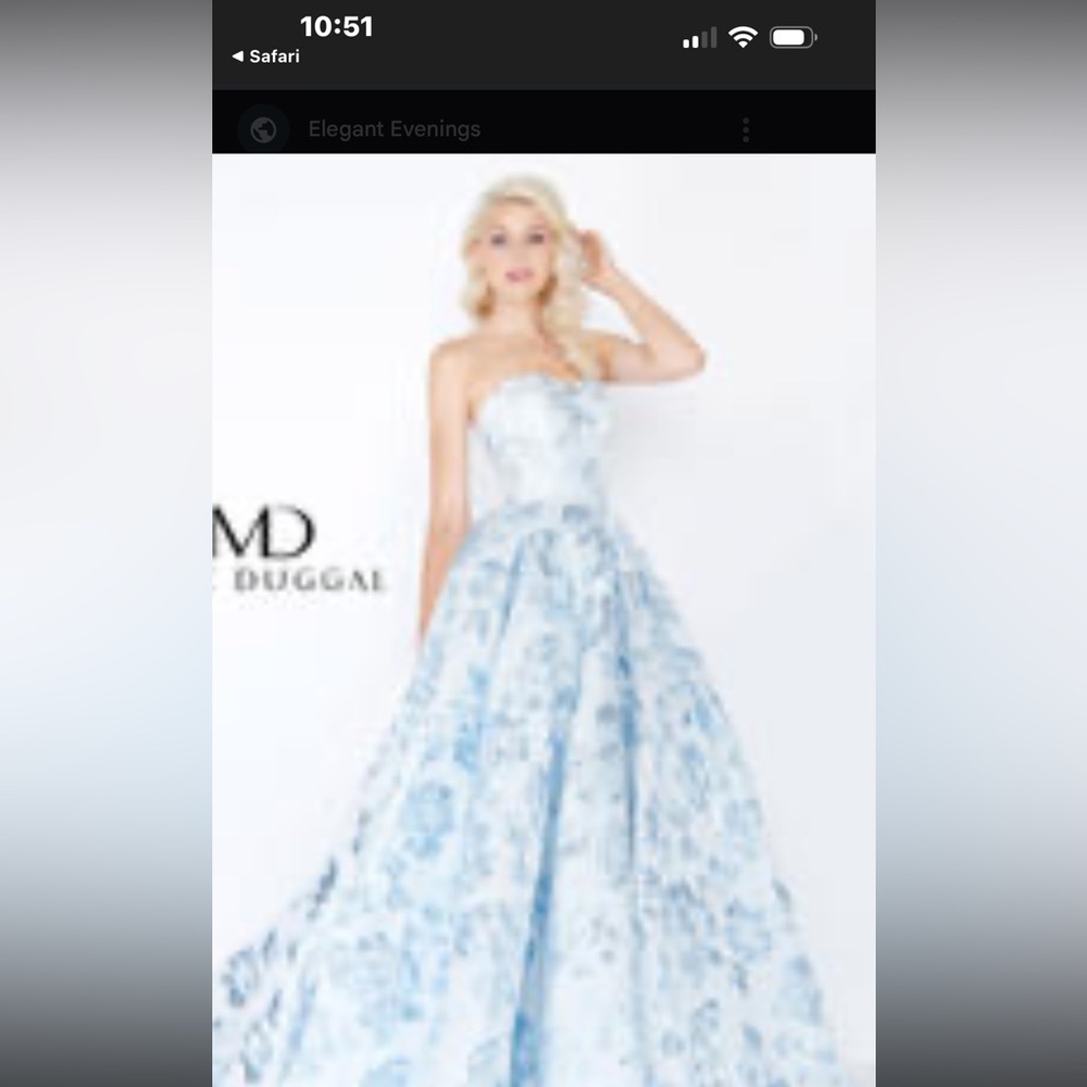 Mac Duggal Blue Floral Prom Dress